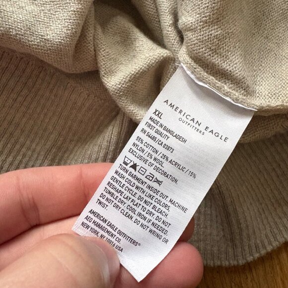 American Eagle Long Sleeve Knit V-Neck Sweater Grey NWT Men’s Size XXL - Picture 8 of 9